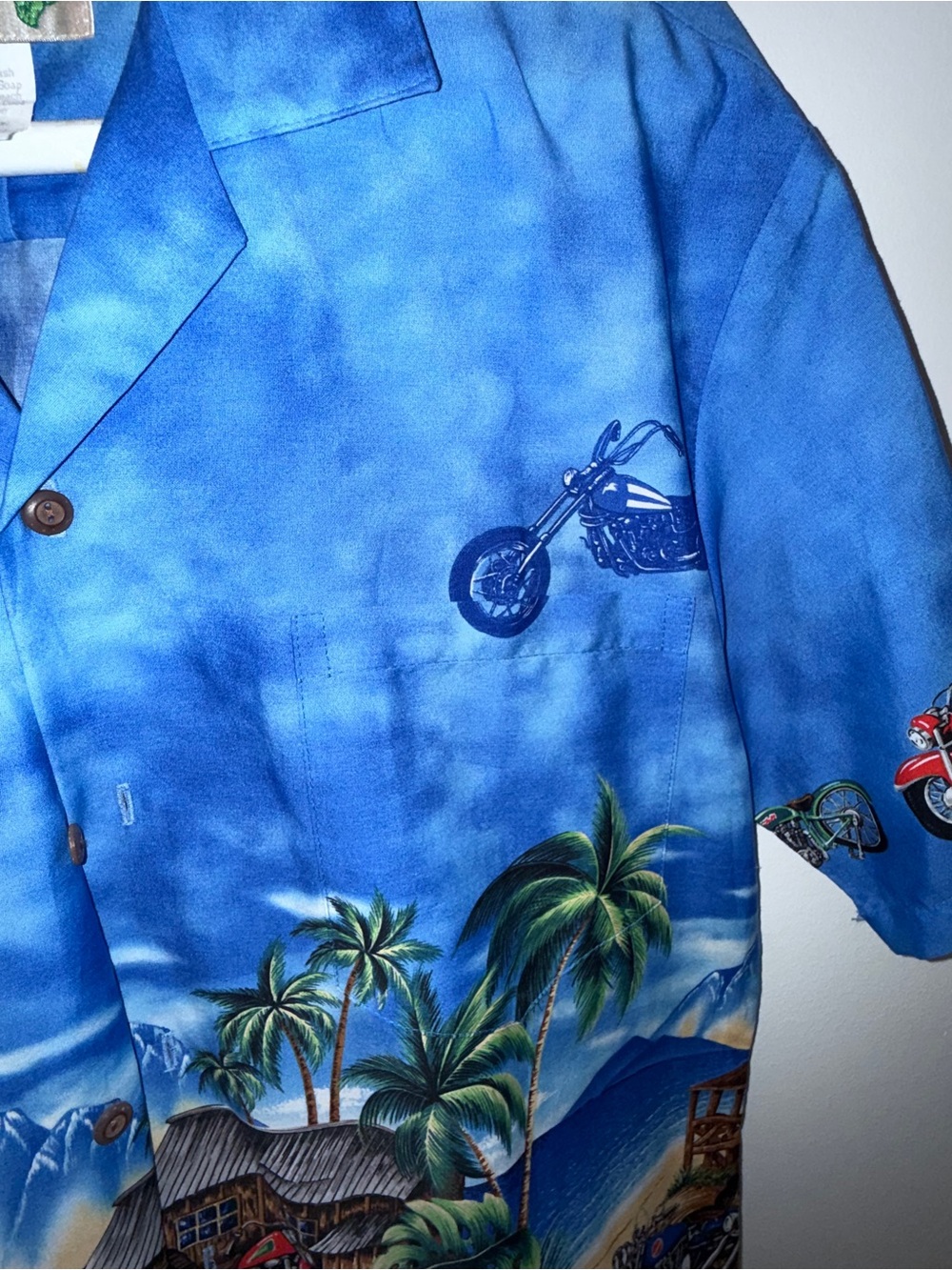 KYS Blue Motorcycle Print Camp Shirt - Picture 3 of 9